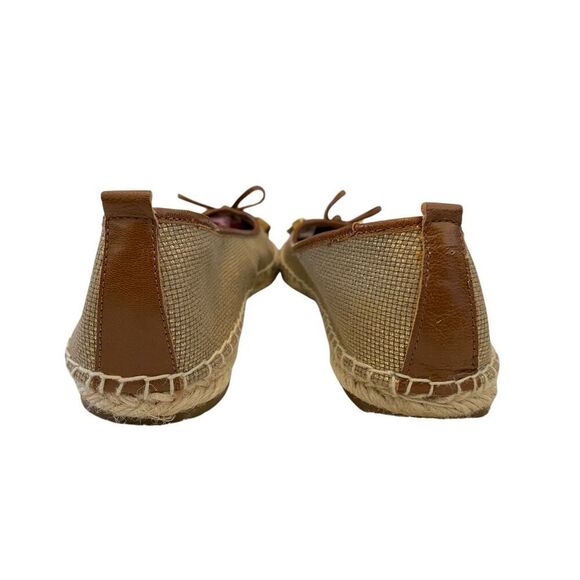 Michael Michael Kors Slip On Bow Jute Espadrilles Ballet Flats Gold Tone Metal - Picture 4 of 10